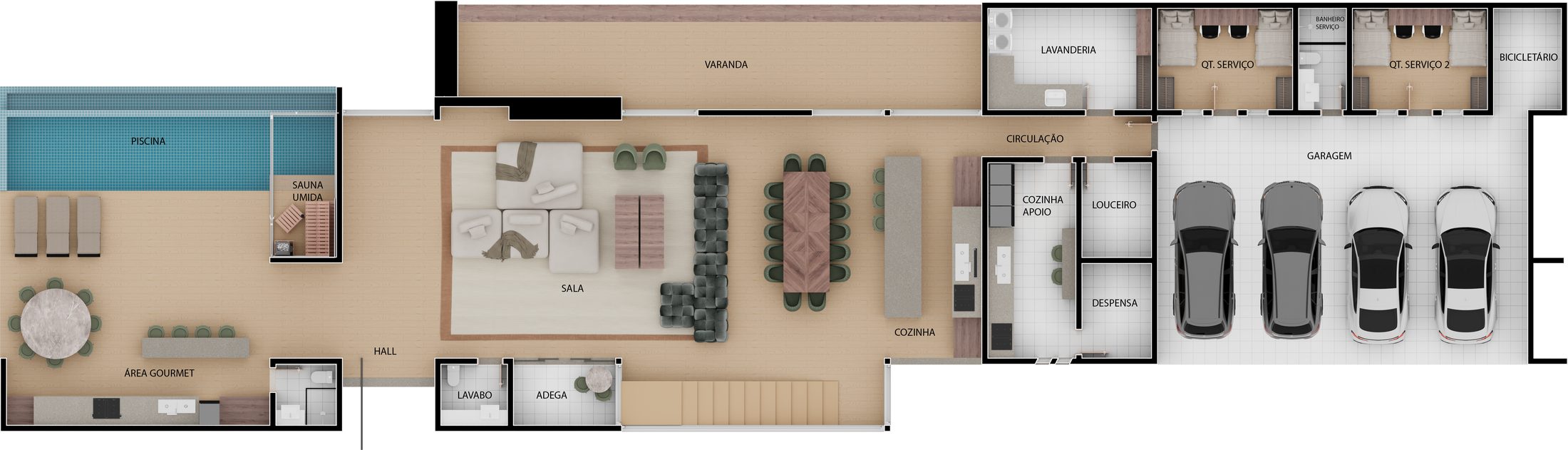Rendered floor plans