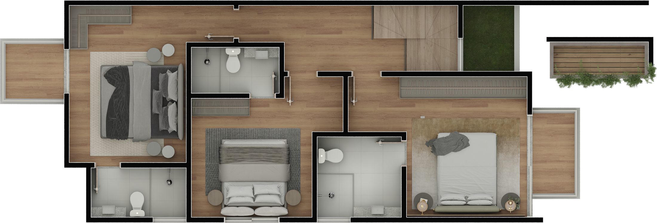 Rendered floor plans