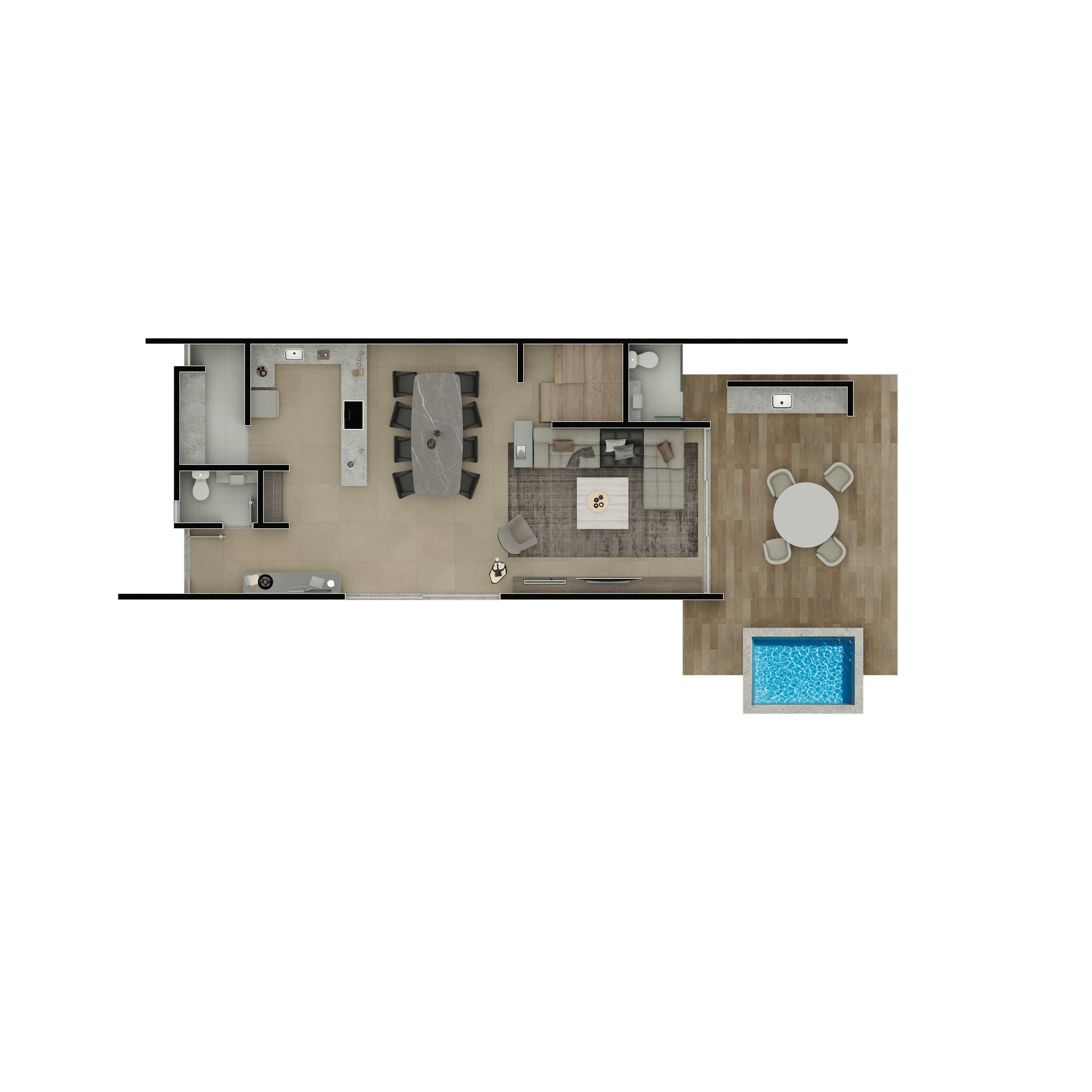 Rendered floor plans